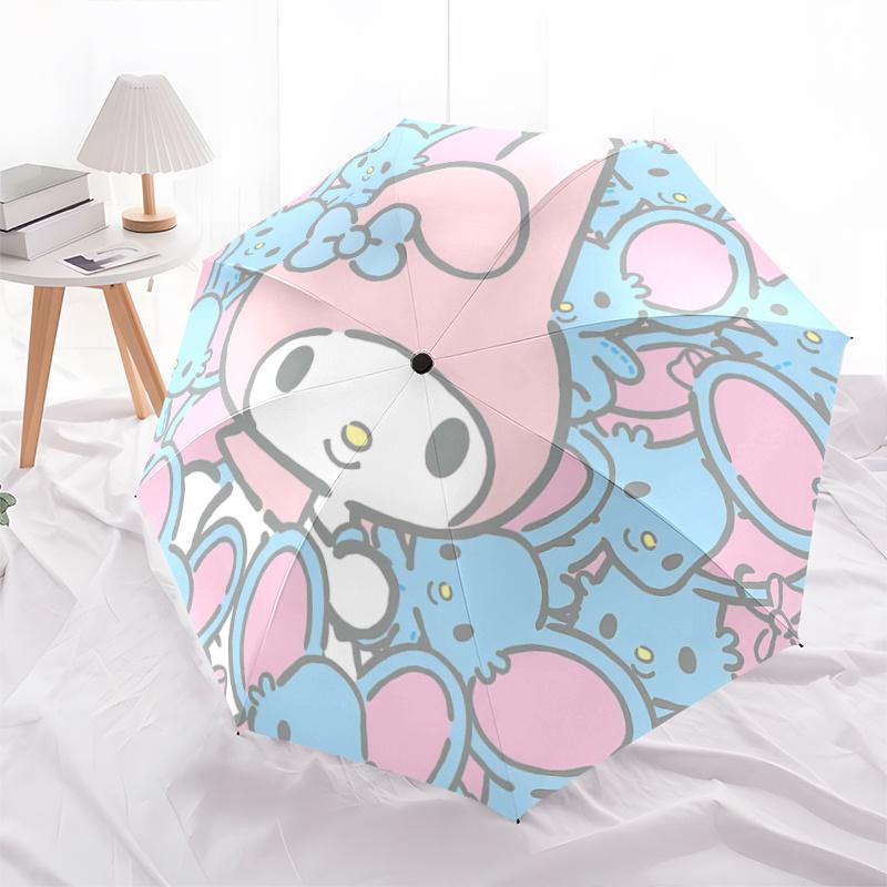1pc My Melody Automatic Folding Umbrella - Portable 3-Fold Design with Iron Frame, Perfect for Fans, Travelers, and Daily Use.Q070