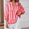 New Summer and Autumn Striped Shirt with Puffed Sleeves and Loose Top for Women