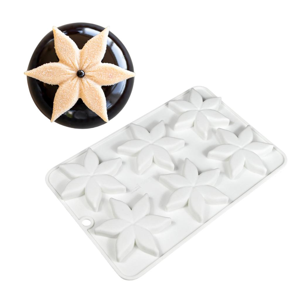 6 Cavities Flower Chocolate Flexible Silicone Mould Multiple Slot Dessert Baking Mould Kitchen Bakewares Cooking Tool