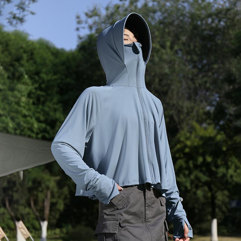 Sunscreen clothes women's summer new vinyl brim outdoor UV protection ice silk blouse cycling thin sunscreen clothes