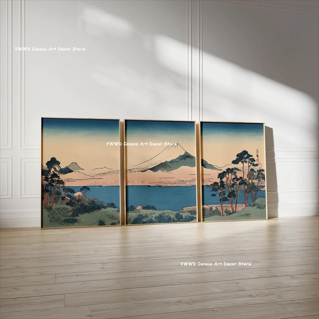 3pcs/set Japanese Mountain Landscape Zen Art Canvas Prints Forest Landscape Wall Art Posters Suitable for Modern Home Decor Gift