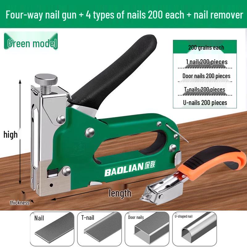 Manual Pneumatic Nail Gun: Brad Nailer, Steel Nailer, U-Shaped & Straight Nails for Wire Trough and Woodworking.