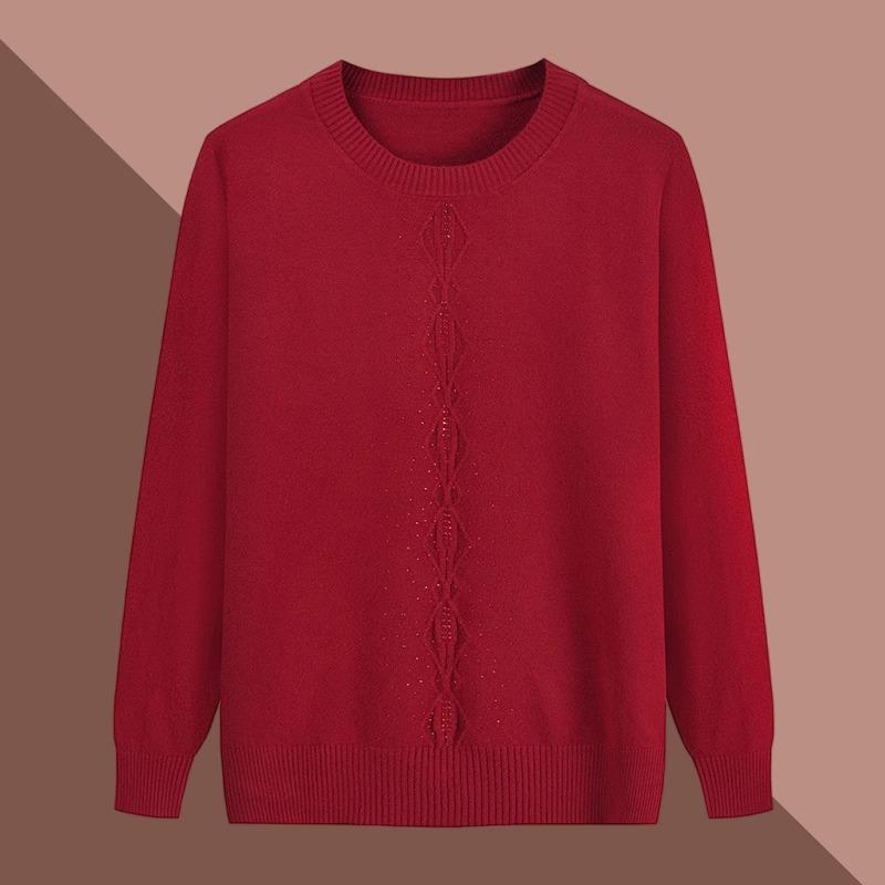 Women's Autumn/Winter Semi-High Neck Top: New Elastic Solid Color Sweater for Middle-Aged and Elderly