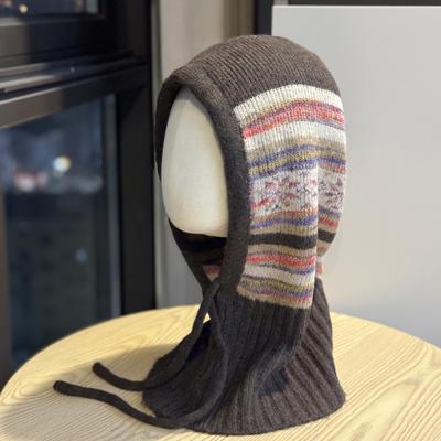 New Scarf Hat Integrated Knitted Hat for Men and Women Warm Ear Protection Lei Feng Hat Autumn and Winter Balaclava Woolen Hat