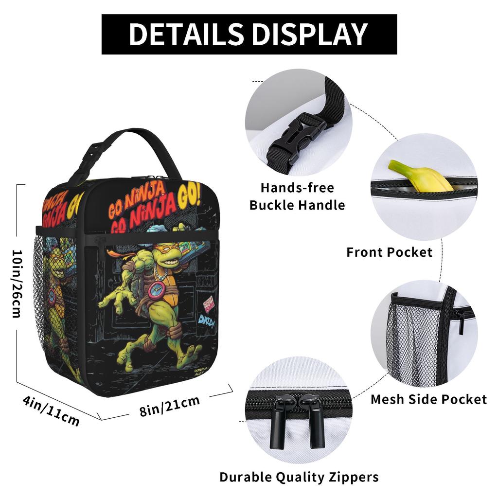 Teenage Turtles Rappin Insulated Lunch Bags High Capacity Ninja Turtles Meal Container Cooler Bag Tote Lunch Box Work Men