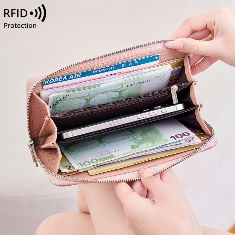 New Anti-magnetic Women's Wallet, Liwen Multi-compartment Passbook, Long Wallet, Simple and Large-capacity Clutch.