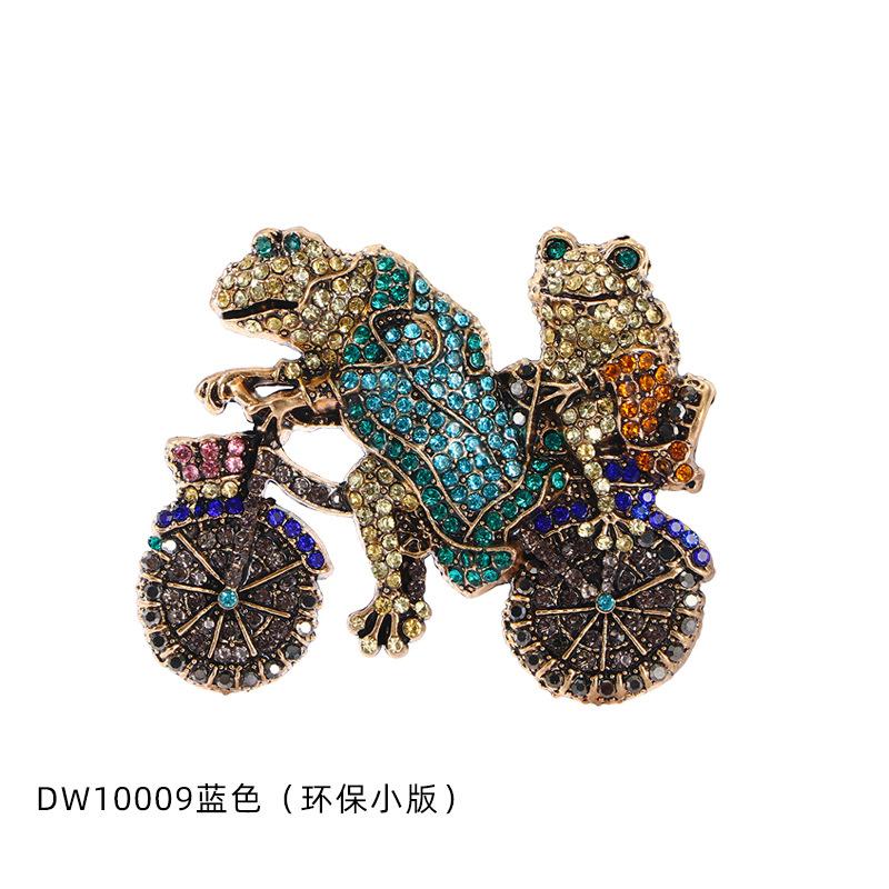 

Vintage Rhinestone Frog Cycling Brooch Pins for Women Men Unisex Retro Palace Crystal Animal Badges Pin