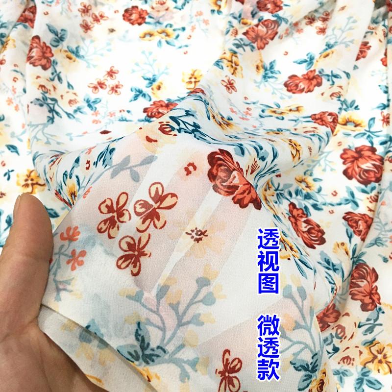 100x150cm Micro-transparent Floral Pearl Chiffon Fabric for Clothes Dress Shirt Diy Sewing Flower Printed Cloth Soft