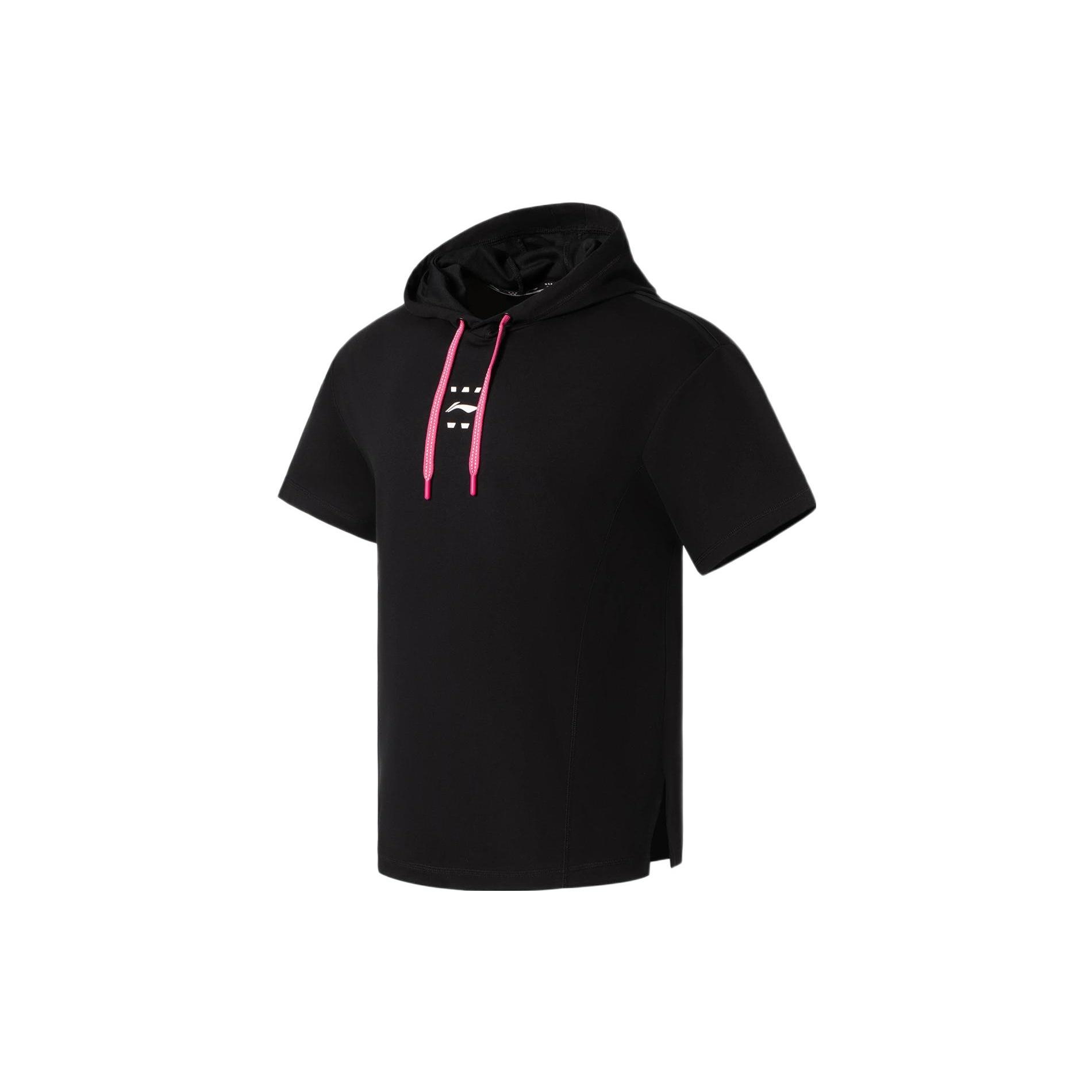 Li-Ning Logo Short Sleeve Hoodie  Black Pink  Men s AAES013-1 M