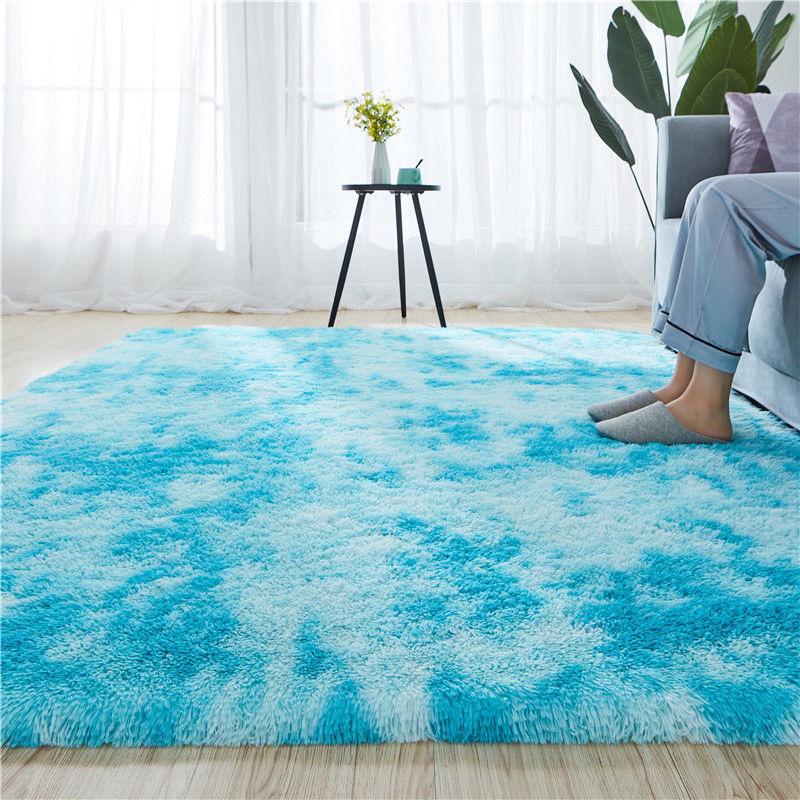 Modern Gradient Tie-Dye Silk Wool Carpet, Dirt-Resistant, Non-Slip, Easy-Care for Large Areas