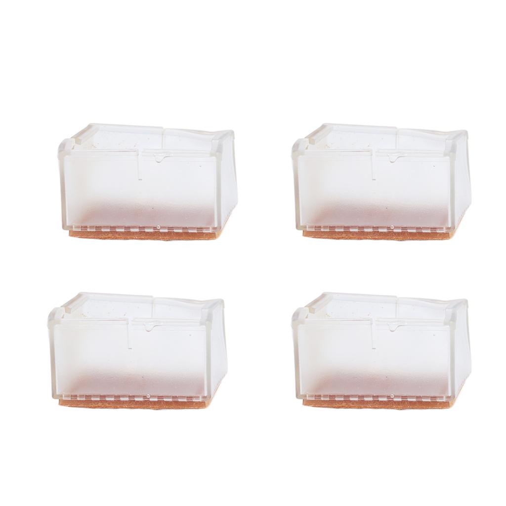 8pcs Set Silicone Chair Caps Table Foot Pads Anti Slip Transparent Square Leg Protection Cover