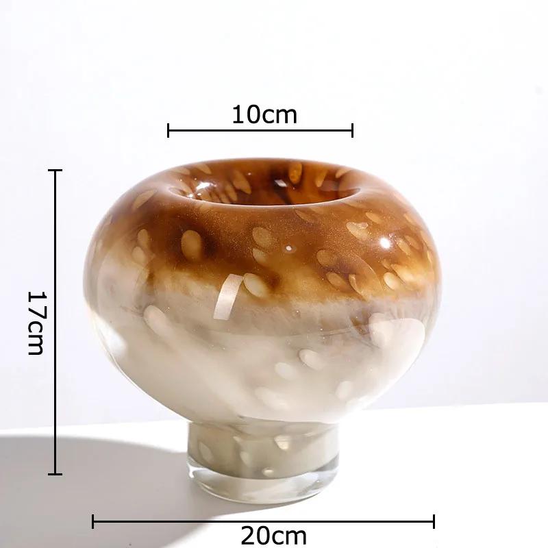 Gradient Color Circle Glass Vase Table Decoration Flower Arrangement Creative Mushroom Shaped Flowers Vases Room Aesthetic Decor