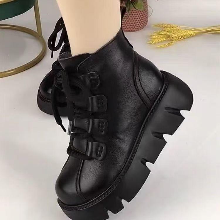 

Женские зимние теплые меховые ботинки большого размера с толстой подкладкой, ботильоны до щиколотки, нескользящие, для пеших прогулок, спортивные ботинки мартин 40 чёрный