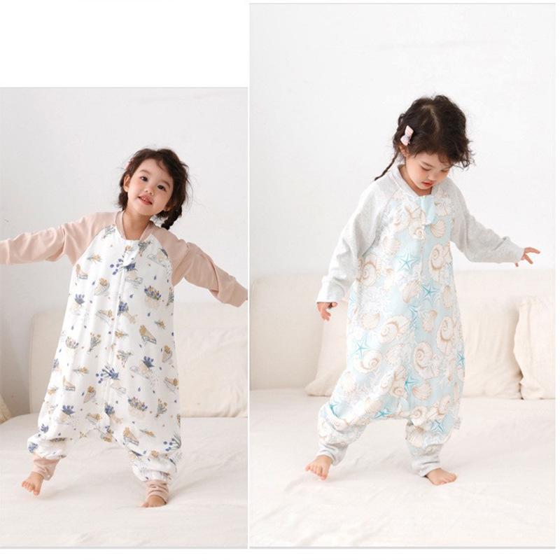 Footed Baby Sleeping Bag - Bamboo Cotton, Spring to Summer, Anti-kick, Lightweight for Air-conditioned Rooms