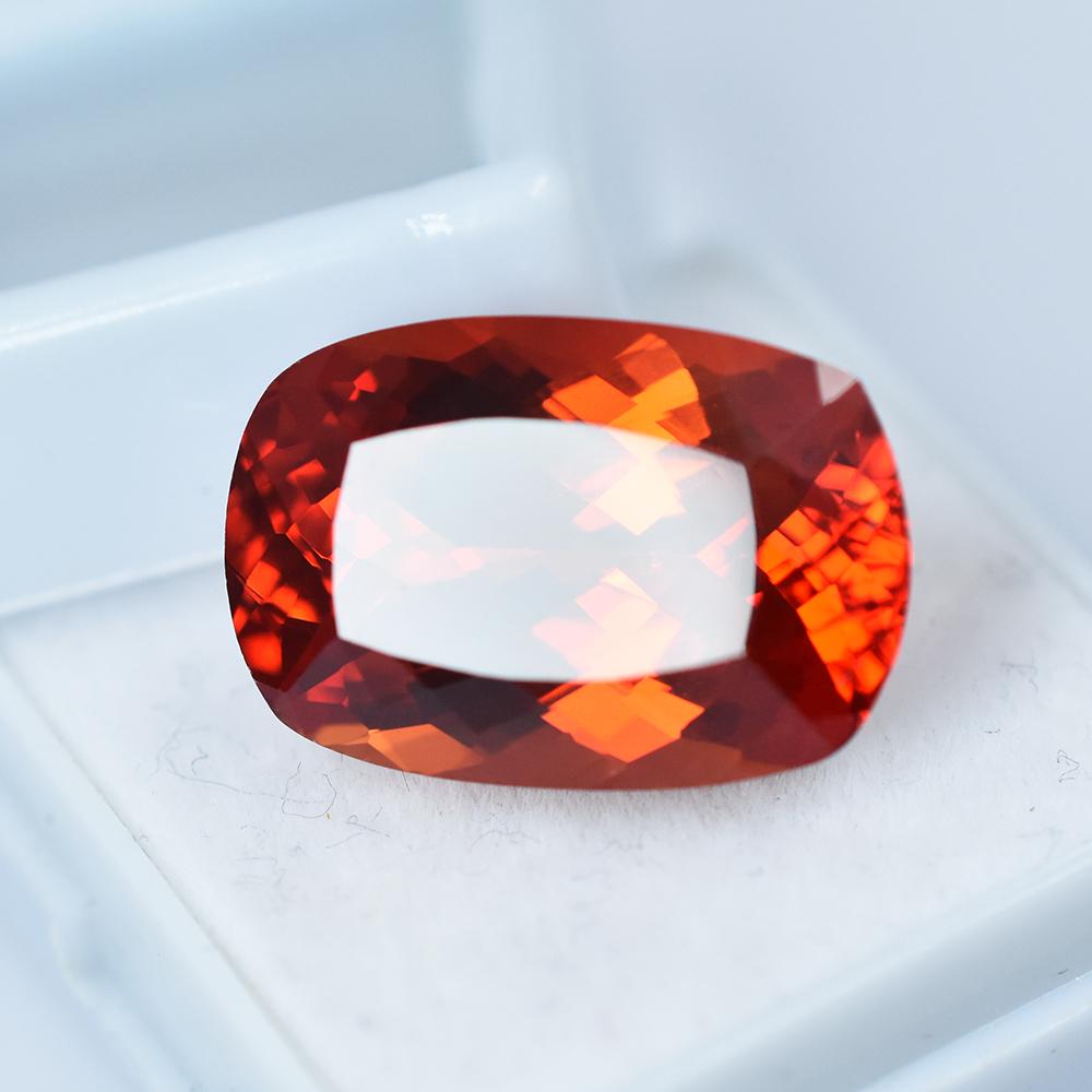 AA++ CERTIFIED 17.95 Ct Natural Orange Sapphire Cushion Cut Loose Gemstone
