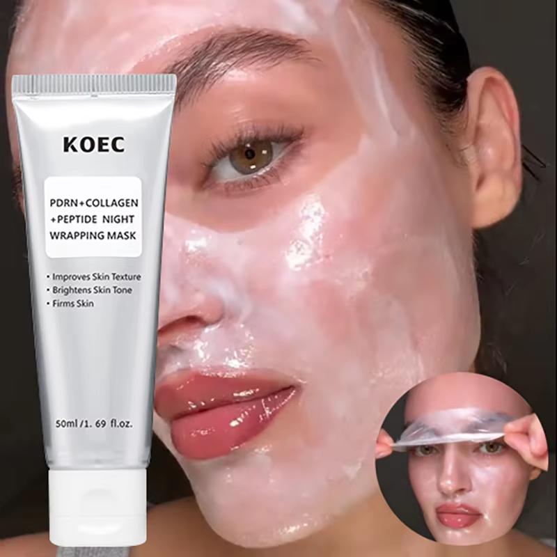 PDRN Wrapping Mask Collagen Peptide Peel Off Sleeping Mask with Brush Improve Skin Texture Overnight Skincare Mask