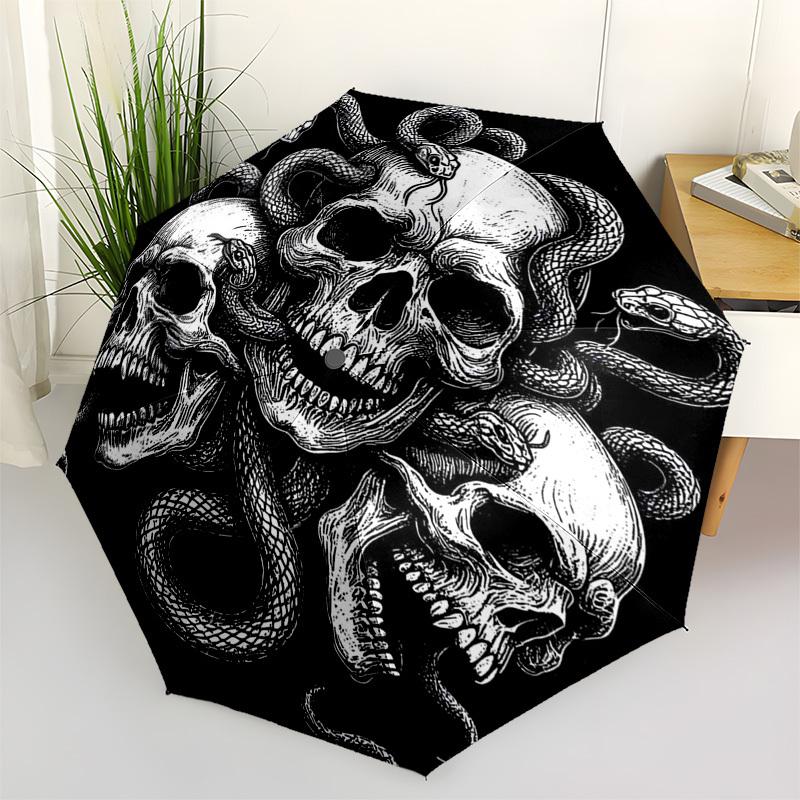 1pc Medusa's Head Outdoor Umbrella - Automatic Opening/Closing, Portable 3-Fold Design, 8-Rib Iron Frame, Perfect Gift for Fans and Travelers.L026