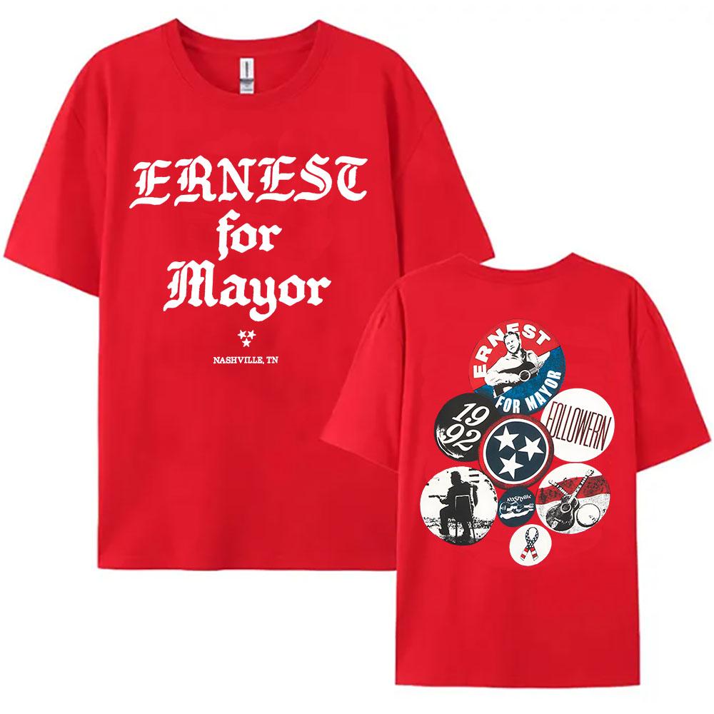 

ERNEST FOR MAYOR Tee Unisex Streetwear Short Sleeve Cotton Fashion T-shirt Clothing Loose Graphic Print Clothes XXL