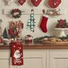 Green and Red Christmas Santa Snowflake Kitchen Dish Tea Towels, Buffalo Check Plaid Christmas Winter Holiday Decorative Hand Towels for Bathroom