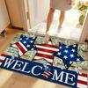 Patriotic Wooden Texture Rectangular Doormat, Non-Slip Welcome Floor Mat, Indoor Outdoor Carpet for Entrance & Bedroom