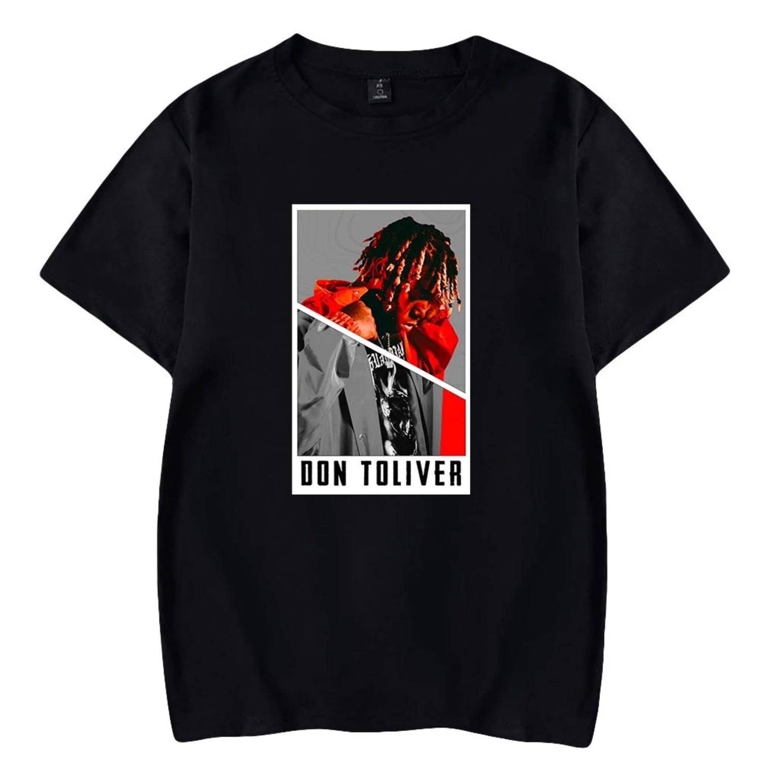 

Футболка Don Toliver Круглый вырез Короткий рукав Мужская Женская Уличный стиль Печать Повседневная Мода Хип-хоп S чёрный