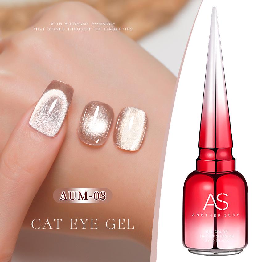 Champagne Cat Eye Gel Nail Polish - Whitening Manicure for Autumn/Winter