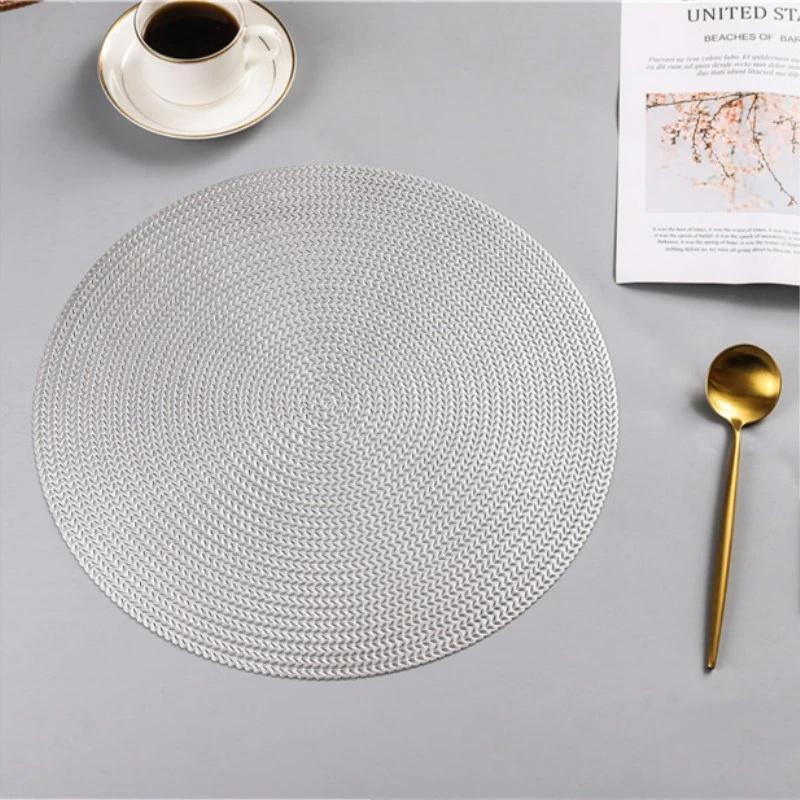 2pcs  38CM Round Placemat Kitchen Dining Table Mats Steak Pad Anti-scalding Insulation Pads Restaurant Home Decor