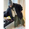 Womens Casual Loose Fit Hooded Windbreaker Jacket Solid Color Long Outdoor Coat