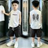 Versatile Korean Style Boys' Summer Vest & T-Shirt Set for Ages 6-15 – Loose, Sleeveless Two-Piece