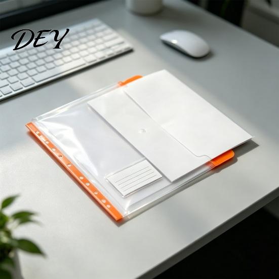 Protective File Sleeves for Office Document Bag, 11-Hole Loose-leaf Design, Highly Transparent Sheet Protectors, Tear Resistant Holders Snap-on
