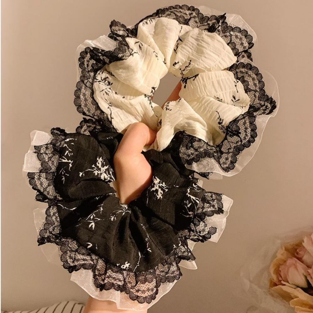 

Lace Ruffle Scrunchie: Women s High-Elasticity, Durable Hair Tie for Versatile Bun Hairstyles.