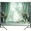 2D Elegant Mint Green Floral Drape Backdrop Photo Booth Background Cloth
