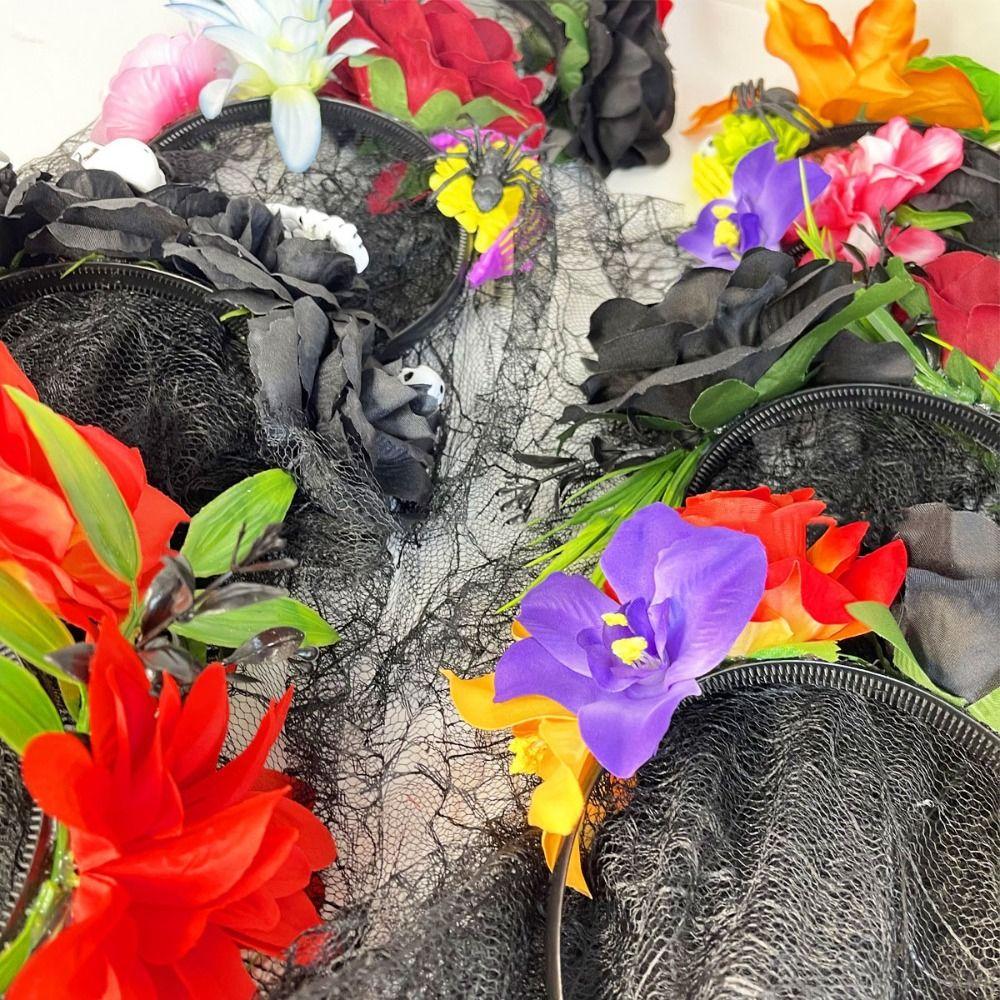 Halloween Costume Rose Flower Crown Gothic Party Headpiece Wedding Crown Floral Hair Hoop  Women