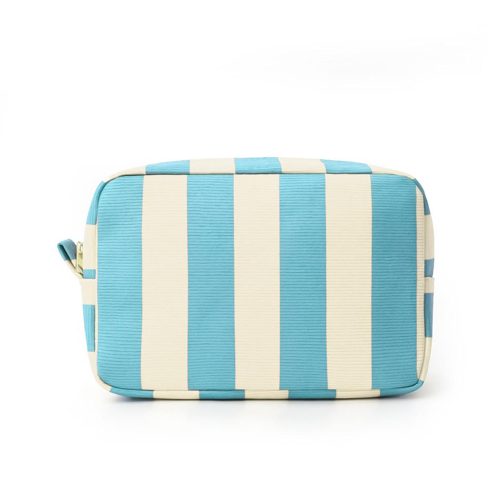 

Cotton Twill Makeup Bag With Striped Pattern For Travel And Daily Use Blue Rice