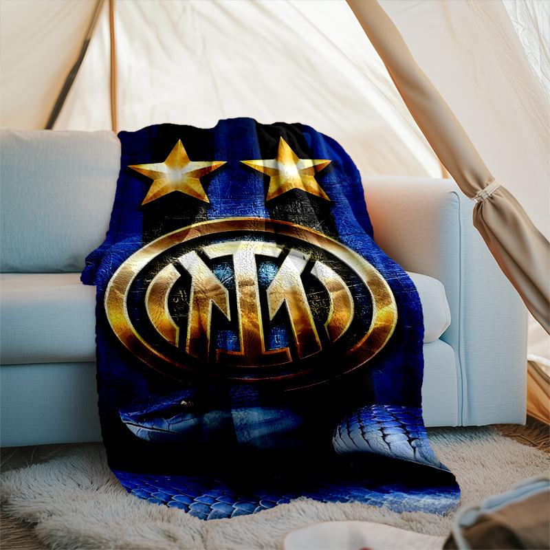 1 Stück F.C. Internazionale Milano Bedruckte Weiche Flanelldecke Überwurf für Schlafzimmer Wohnzimmer Sofa Camping Reise Fan Geschenke Weihnachtsgeschenke