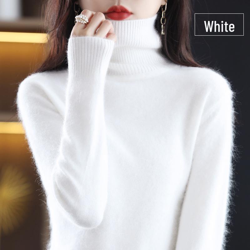 

Женский свитер из норки и кашемира с высоким воротником на осень/зиму 2024 - Свободный, плотной вязки, базовый слой 3XL