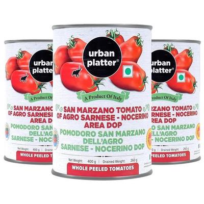 Urban Platter San Marzano Whole Peeled Tomatoes In Tomato Juice, 400g / 14oz [Pack of 3, Drained Weight 260g, DOP, Product of Italy]
