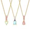 Women's Shiny Zircon Heart Pendant Necklace Sweet Color Geometric Gold PVD Plated Suitable for Graduation Gift