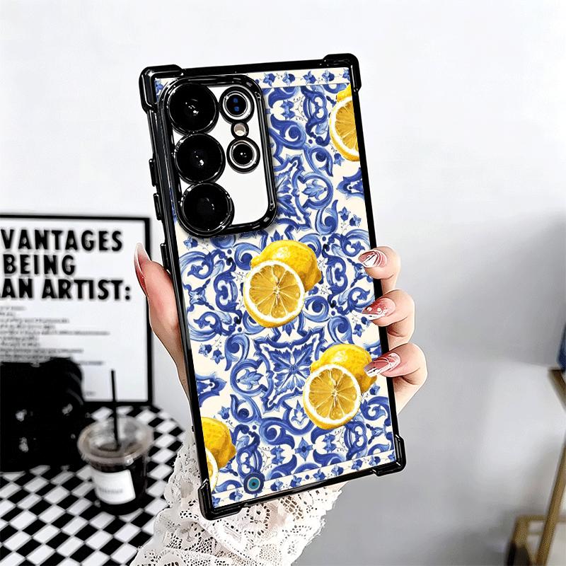 Mediterranean Lemon Soft Phone Case For Samsung Galaxy S26 Ultra S25 Edge S24 FE S23 Plus S22 S21 + S20 Plating Anti-Fall Fundas