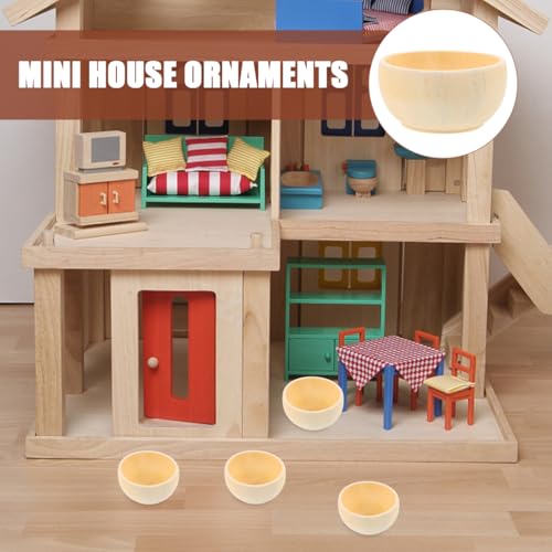 STOBOK Set of 5 Wooden Mini Bowls, 2.2" x 1.2", Unpainted, Smooth Surface for Handmade Crafts, Perfect for Kids' Painting and DIY