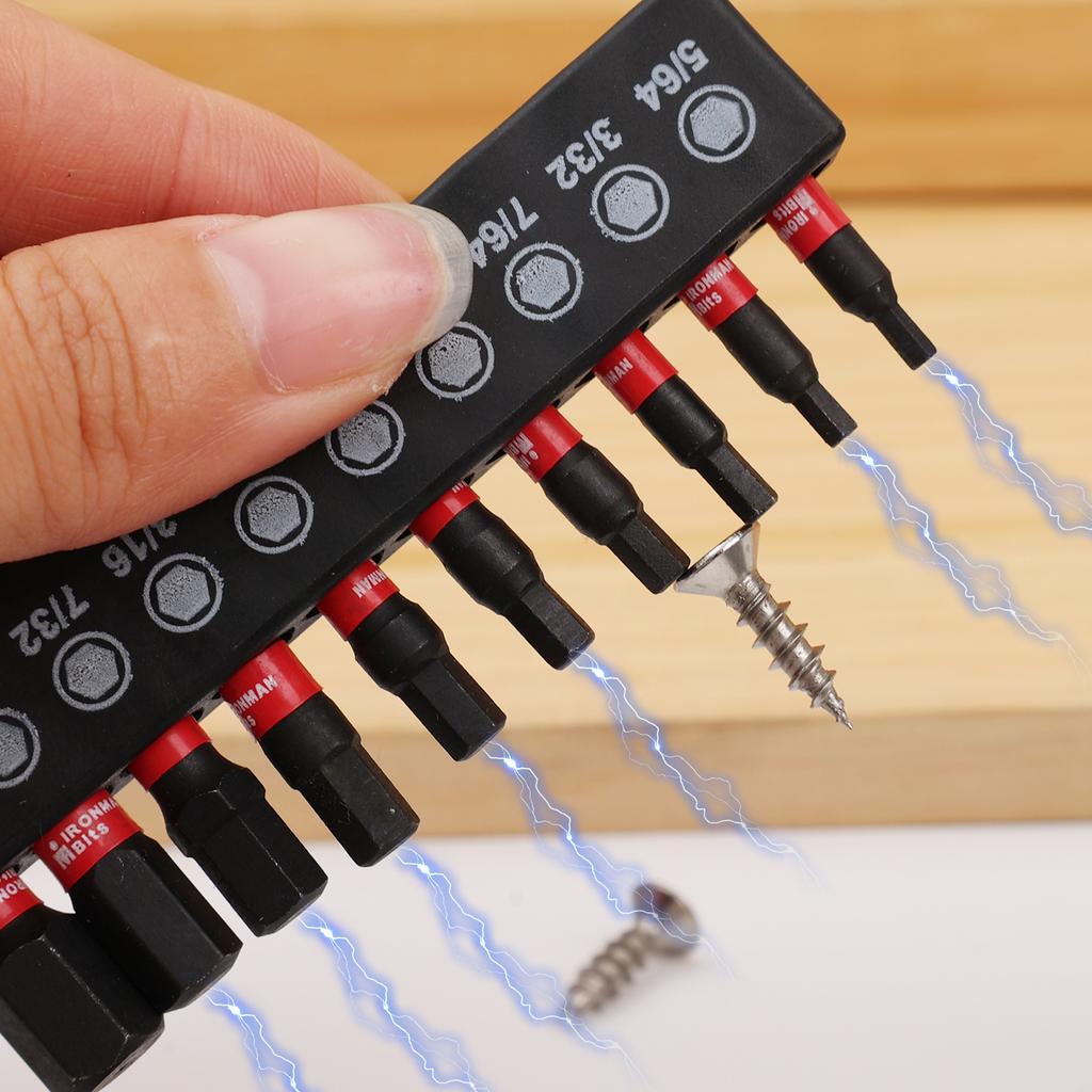 Impact Allen Wrench Drill Bit Set S2 Steel Metric Magnetic Screwdriver Insert Bits with Holder Hex Head Driver Brill Bits Tools