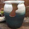 Handmade Retro Ceramic Purple Clay Pot - Large Succulent Pot with Old Branch Design