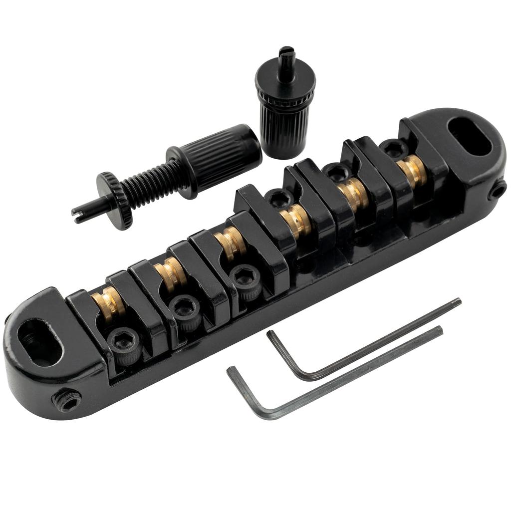 Musiclily Locking Roller Bridge for LP Electric Guitars, Black