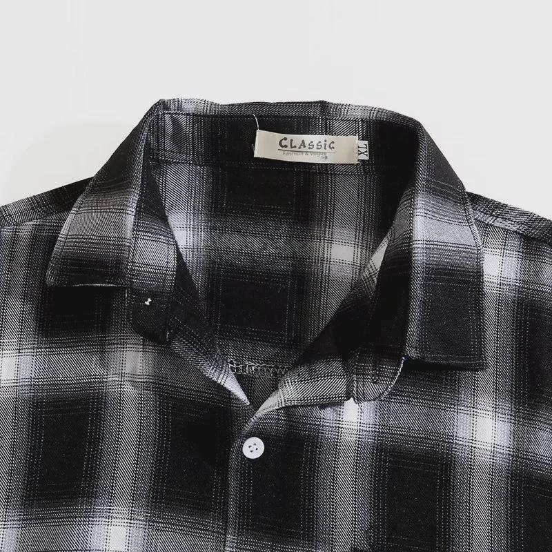 Men's Japanese Retro Plaid Shirt - Niche Design, Loose Long Sleeves, Spring/Autumn Casual Layering Shirt