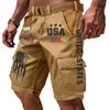 Pantaloncini Cargo Casual da Uomo Multi Tasche con Ricamo e Stampa Bandiera Tessuto Leggero Resistente Adatti per Attività all'Aperto
