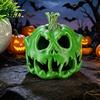 Three-dimensional Skull Pumpkin 3D Printed Candle Holder, Hollow Design Unique Halloween Decor Figurine, Multifunctional Ambient Lampshade for