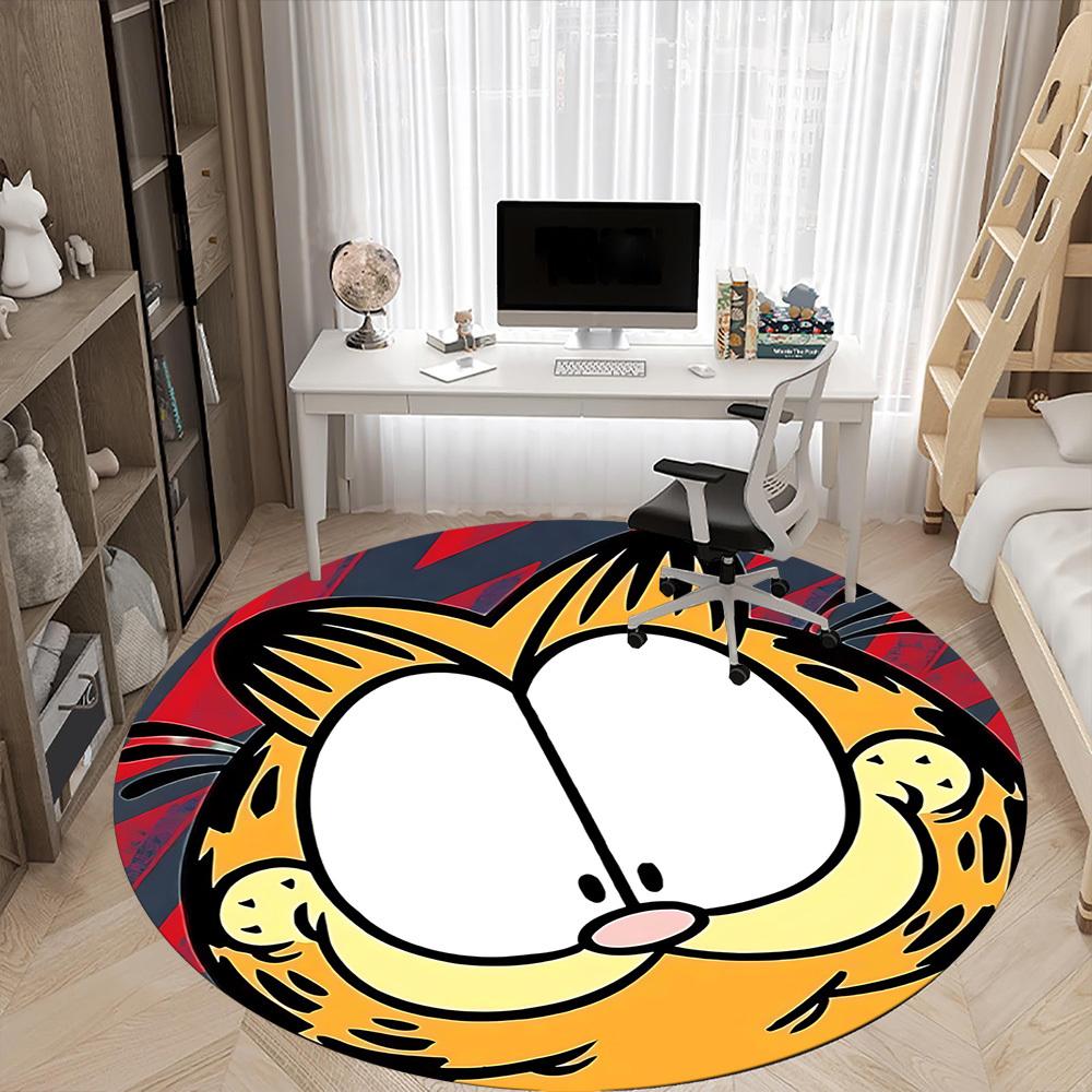 1pc Garfield Cat Office Round Area Rug, Under Office Chairs Bedroom Living Room Home Decor, Room Deco