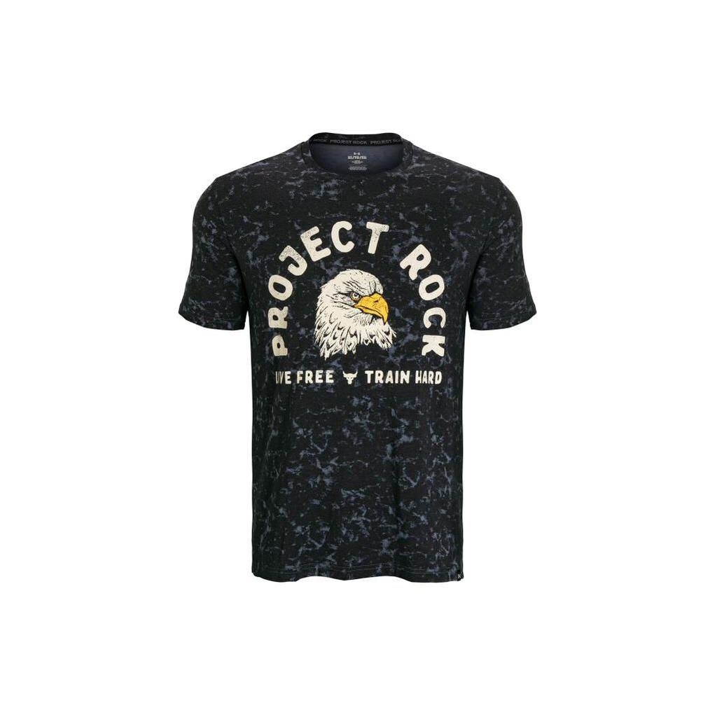 Under Armour Project Rock Johnson Series Animal Pattern Printed Casual Crew Neck Short Sleeve T-Shirt Men Tops Black 1383220-001