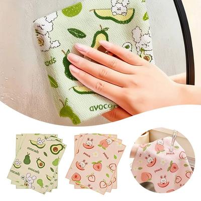 3Pcs Cartoon Reusable Kitchen Cloths Multipurpose Absorbent Dish Towels Fish Scale Rag Kitchen Tools