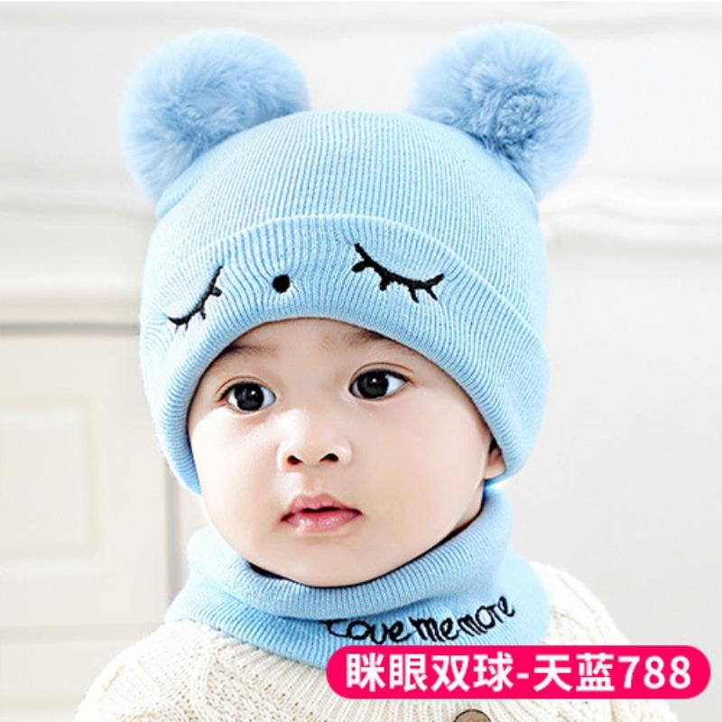Baby hat autumn and winter infant ear protection knitted hat newborn boy and girl wool hat baby hat winter dome